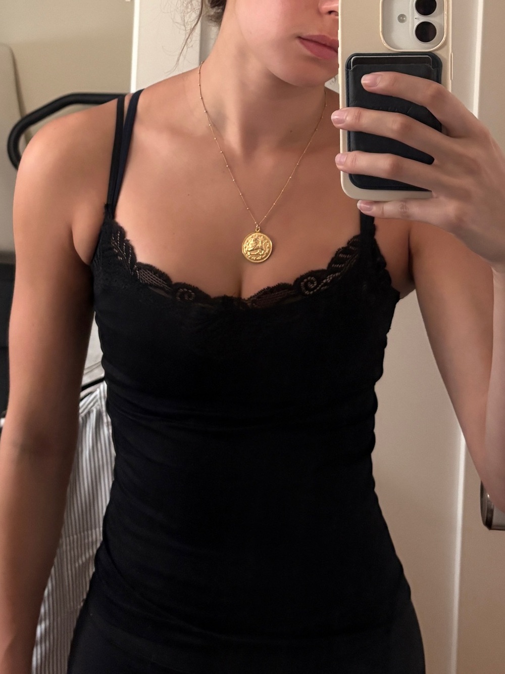 Talbots Black Lace-Trim Tank Top